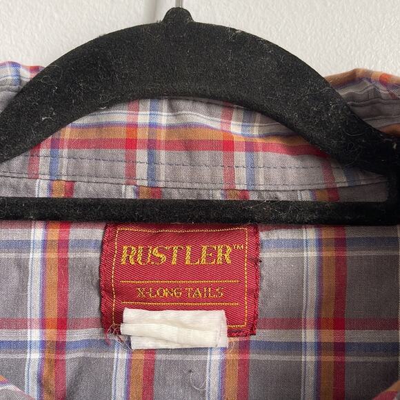 Vintage Rustler X-Long Tails western rodeo plaid pearl snap button up shirt - Picture 6 of 7